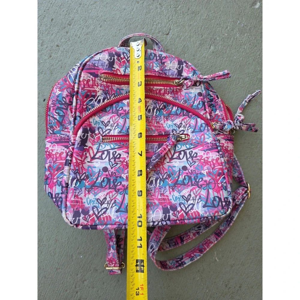 Under One Sky Graffiti‎ Love Mini Backpack Pink Purple Street Art Heart Bag D1